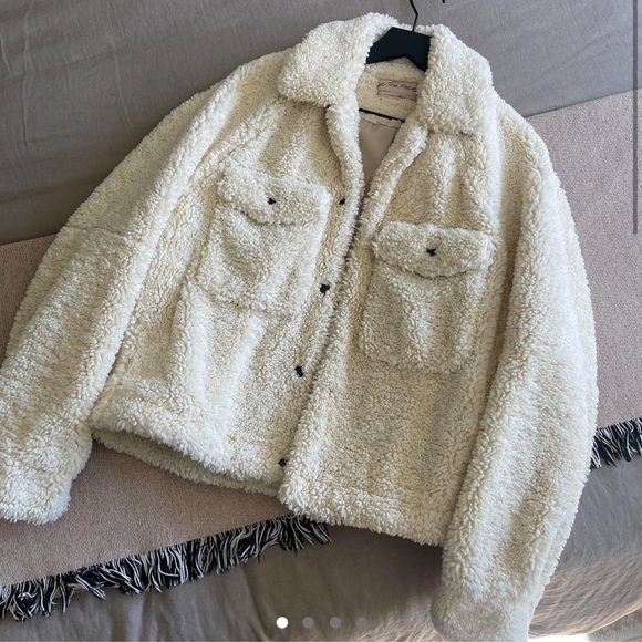 FREE PEOPLE Teddy Womens Swing Jacket in cream - Picture 3 of 7